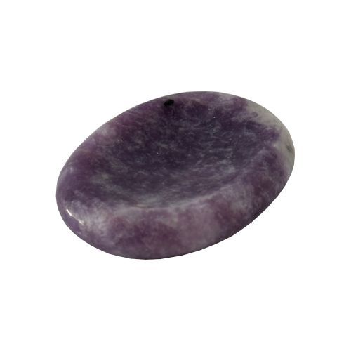 Polished lepidolite worry stone for panic and emotional overwhelm